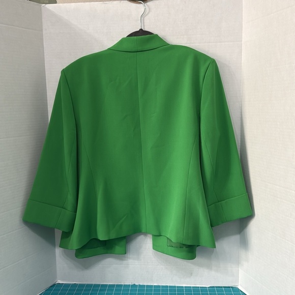 Evan-Picone Black Label Lime Green Open Front 3/4 Sleeve Blazer Workwear Size 18 - Picture 10 of 10